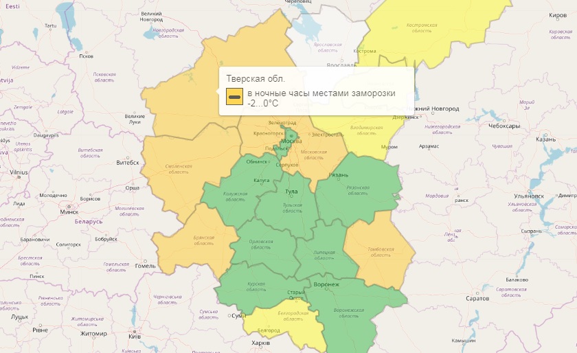 В Тверской области ночью была зафиксирована температура до -1°