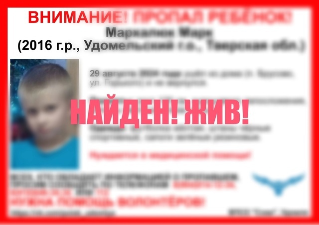 Пропавший в Тверской области ребенок найден живым