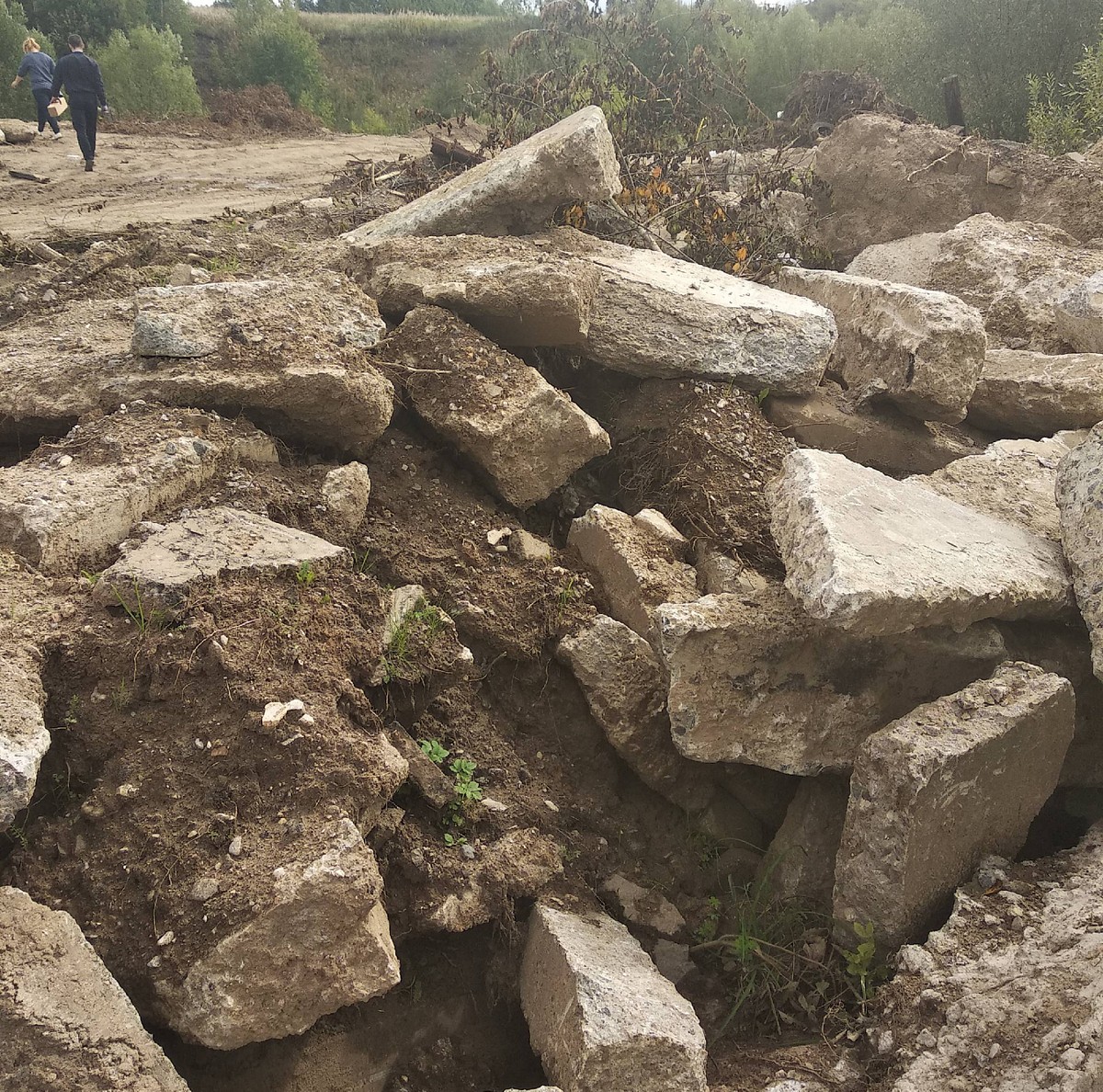 В пригороде Удомли Тверской области дорожники устроили свалку строительных отходов
