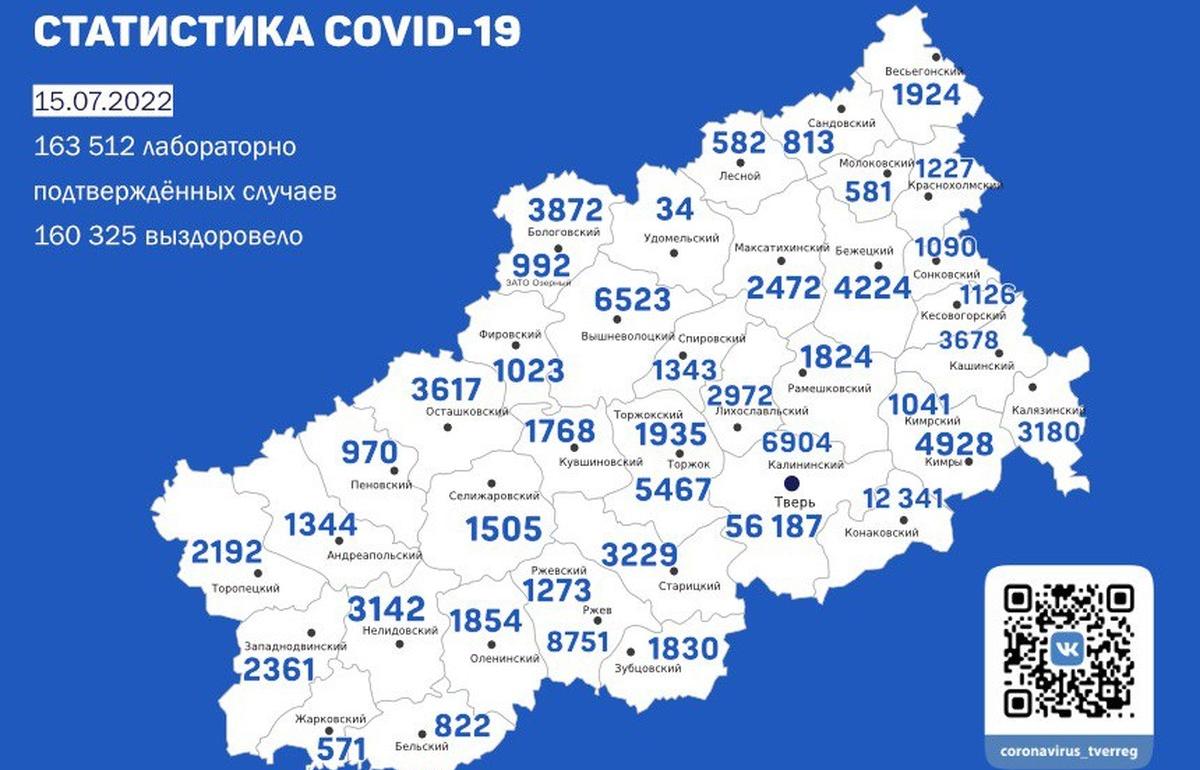 Карта коронавируса в Тверской области к 15 июля 2022 года - новости Афанасий