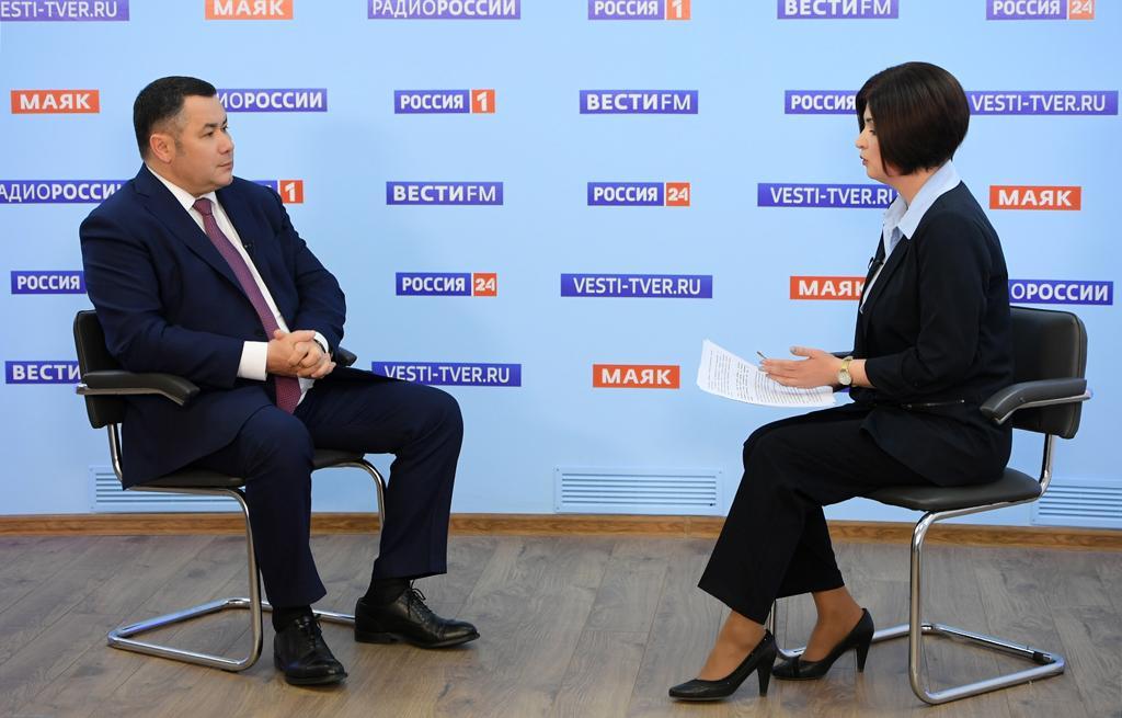 Игорь Руденя в прямом эфире телеканала «Россия 24» рассказал о новых мерах поддержки экономики Тверской области