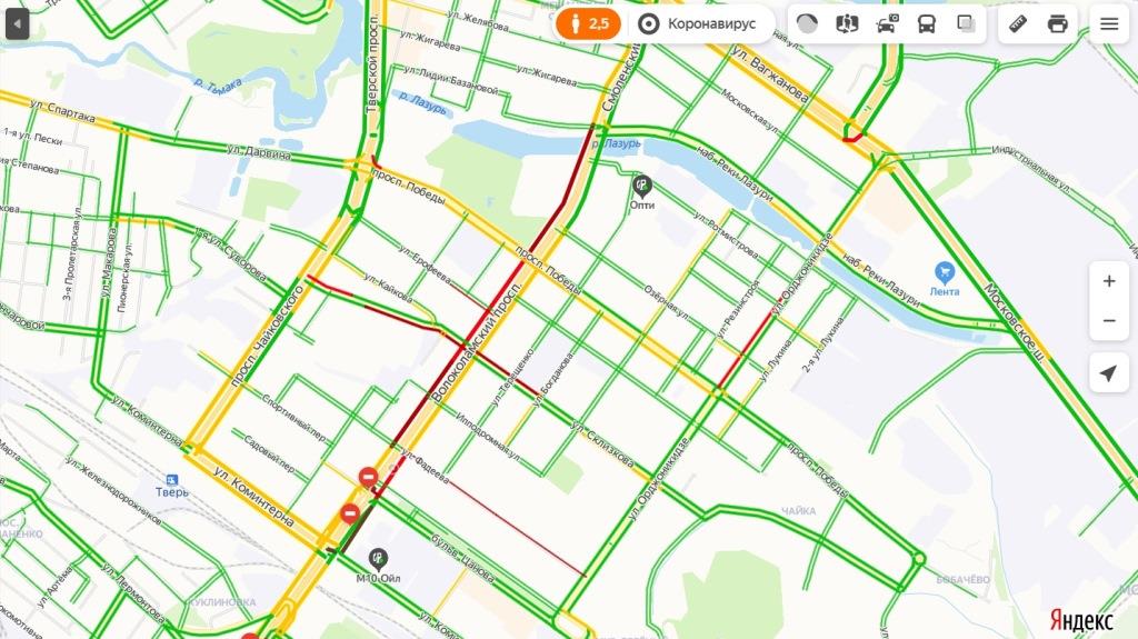 Пробки тверь карта сейчас