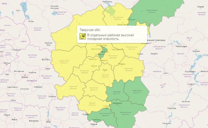 «Желтый» уровень опасности в Тверской области продлен до 20 июня