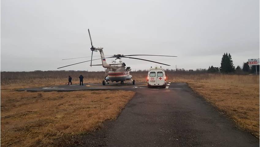 Вертолет МЧС доставил из Ржева в Тверь пациента районной больницы