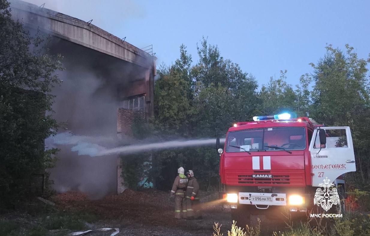 В Весьегонске пожарные потушили древесные отходы