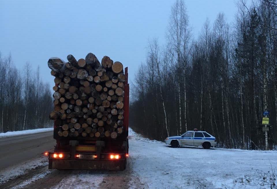 На дорогах под Тверью автоинспекторы проверяли лесовозы