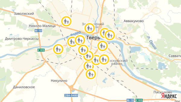 Светофор тверь адреса на карте