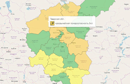 Оранжевый уровень опасности в Тверской области объявлен из-за угрозы пожаров